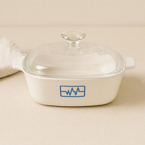 CorningWare | Microwave Heartbeat EKG Pattern Casserole Dish 8.5″ | EUC - Picture 1 of 8
